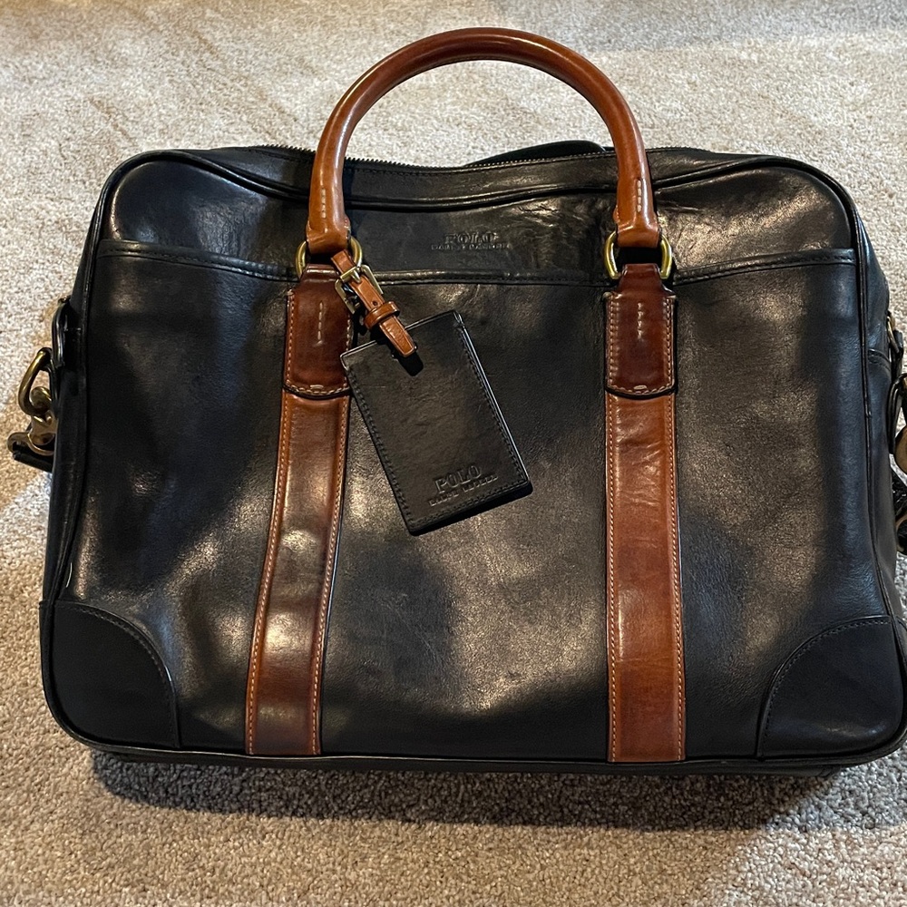 Ralph Lauren leather satchel vintage durable leather. Used for carrying laptop.